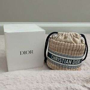 GWP CHRISTIAN DIOR SMALL STRAW CROSSBODY POUCH WITH GIFT BOX